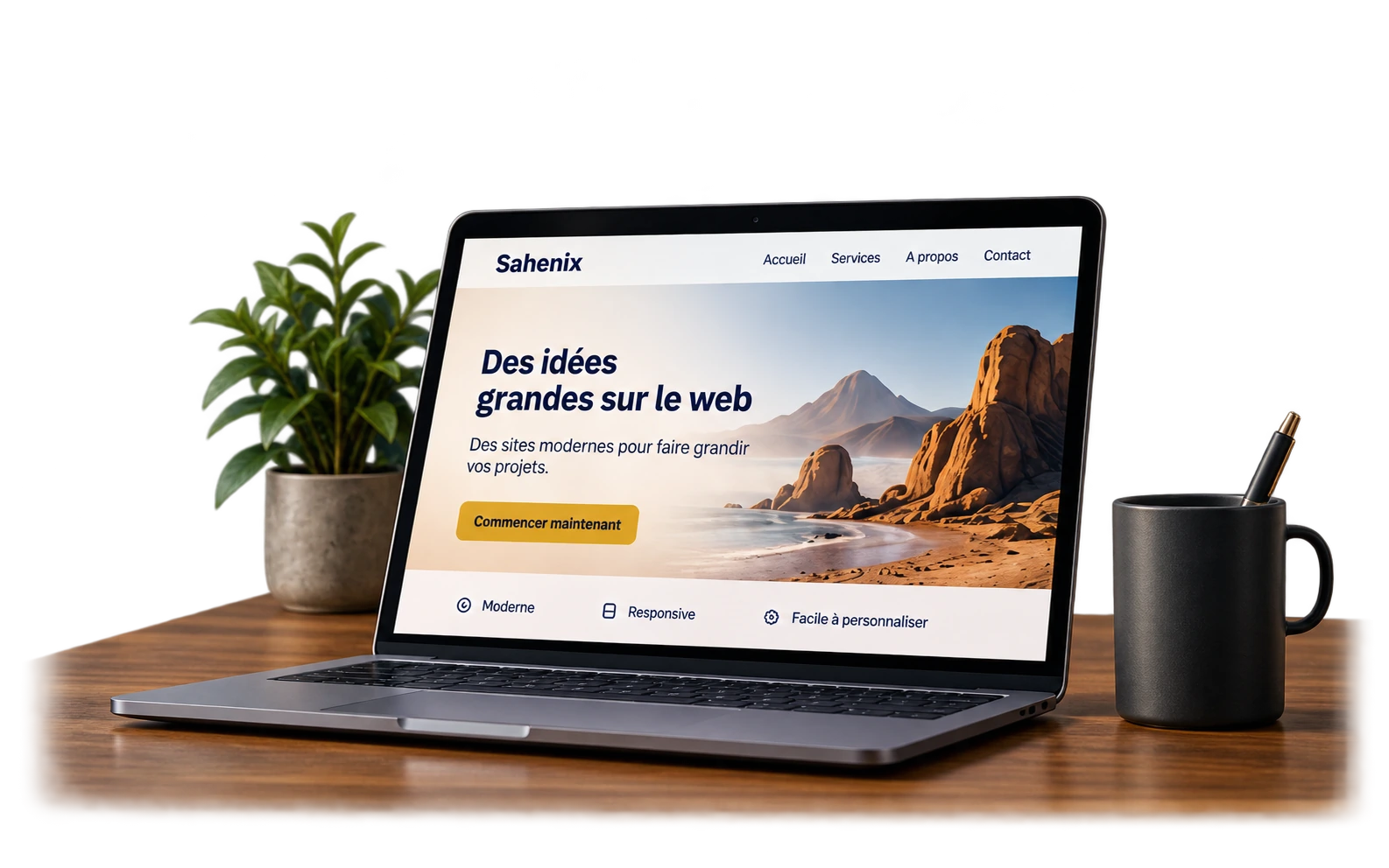 Illustration d’un site Sahenix sur ordinateur portable